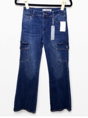 Tractr Girls Size 14 Indigo Cargo Flare Jeans NWT